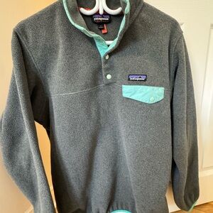 Patagonia Synchilla Snap-T Pullover | Gray Fleece with Teal Accents